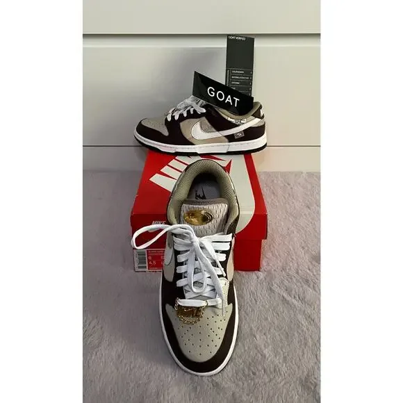 Nike Low Dunk Light Orewood Brown Gold Bling (Women's 7) - Authentic & Brand New - Picture 2 of 13